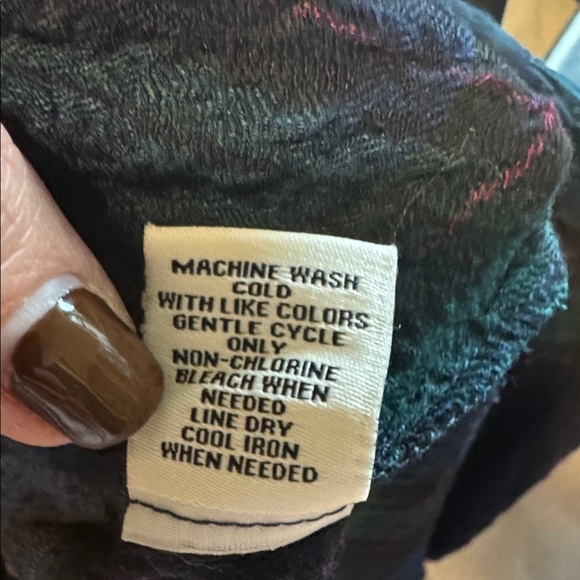 Caffe Marrakesh plaid gauze Blouse Top Womens L Pop over long line Tunic peasant - Picture 10 of 12